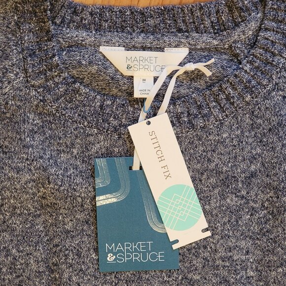 NWT Market & Spruce Ryann Blue Marled Textured Sweater - 2X - Picture 6 of 7